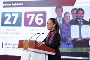 Sheinbaum destaca 27 reformas constitucionales en dos años